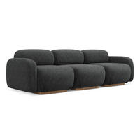4-SITZER-SOFA Chenille Stoff Grau - Dunkelgrau/Braun, Holz/Textil (270/73/95cm) - Makamii