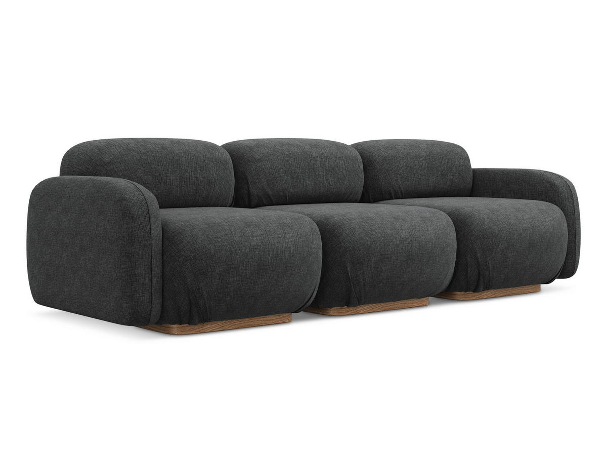 4-SITZER-SOFA Chenille Stoff Grau - Dunkelgrau/Braun, Holz/Textil (270/73/95cm) - Makamii