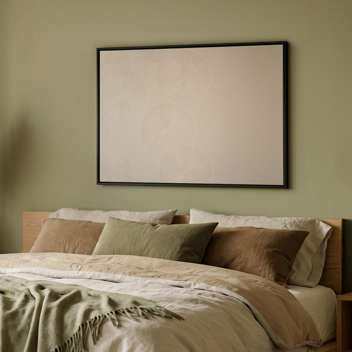 LEINWAND Bilder mit Rahmen - Japandi - Beige - Modern - 100x70 - Ecru, Textil (100/70cm) - MuchoWow