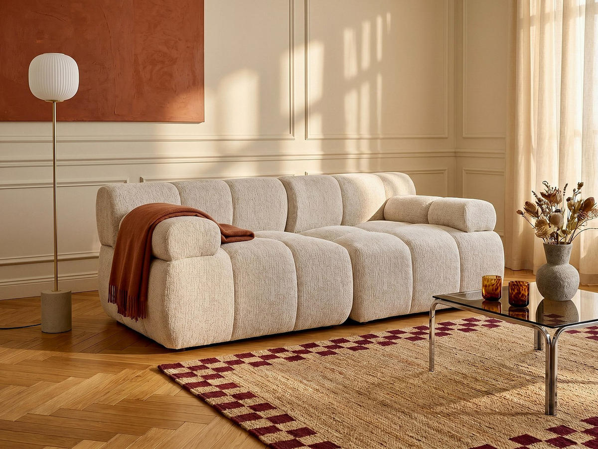 MODULIERBARES Sofa - 2 Personen - stoff - beige Facivil - Beige, Textil (188/70/94cm) - Vente-Unique