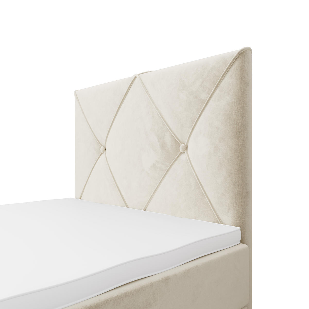 BOXBETT ALTEA 90x200 Monolith 02, mit Matratze H3, Bonell und Topper, Creme - Creme, Holz/Kunststoff (90/200cm) - Bedante