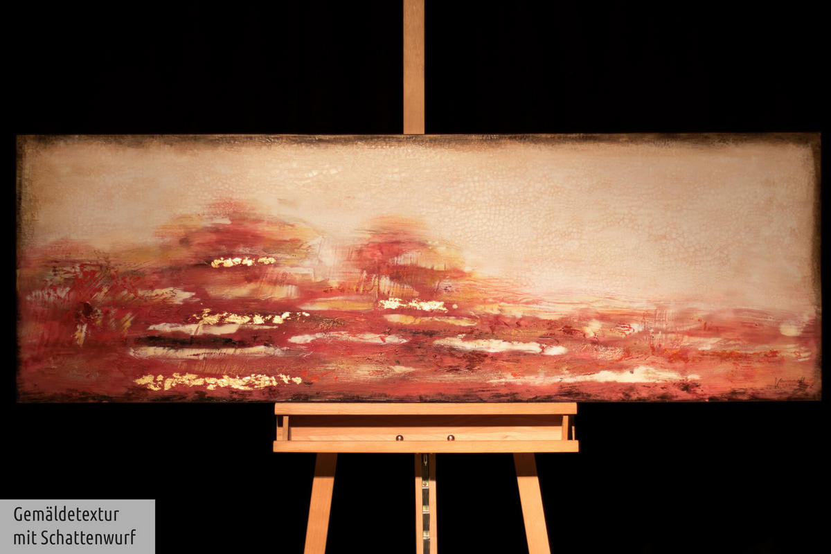 ACRYLBILD HANDGEMALT 150/50 cm - Rot, Holz/Textil (150/50cm) - KUNSTLOFT