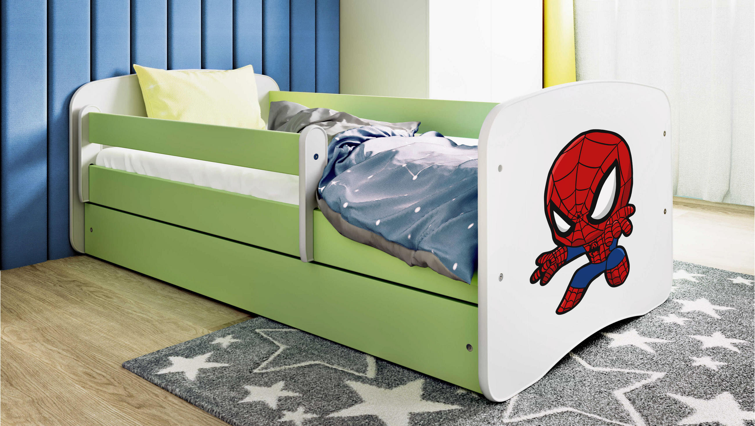 KINDERBETT Spiderman mit Schublade 180/80 90/61/184 - Grün, Holzwerkstoff (80/180cm) - RAUMHIRSCH FURNITURE