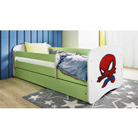 KINDERBETT Superheld 70x140 cm mit Schublade, Rausfallschutz & Lattenrost, Grün - Grün, Holzwerkstoff (70/140cm) - RAUMHIRSCH FURNITURE