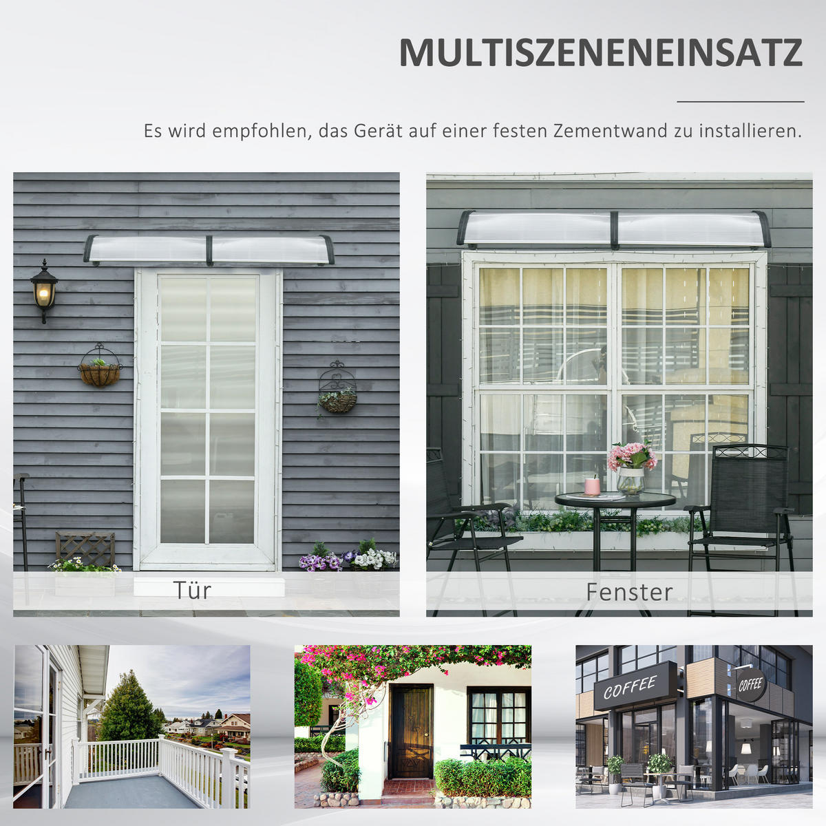 PULTVORDACH, Sonnenschutz und Regenschutz, 200 x 96 x 27 cm, Schwarz - Transparent, Kunststoff (200/27/96cm) - Outsunny