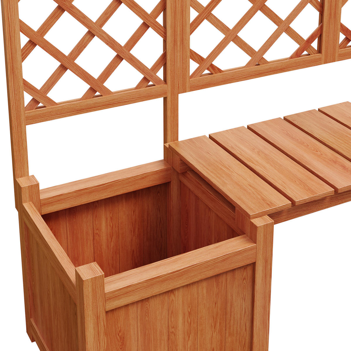 BLUMENKASTENHALTER aus Massivholz 169x145x42 cm in Natur mit Spalier & Sitzfläche - Naturfarben, Holz (42/145/169cm) - Modfu