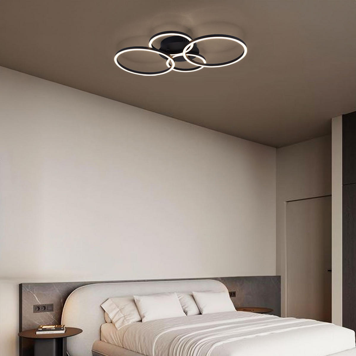 LED DECKENLEUCHTE Ring Design Schwarz Matt - Schwarz, Metall (65.5/40.6/7.5cm) - Globo Lighting