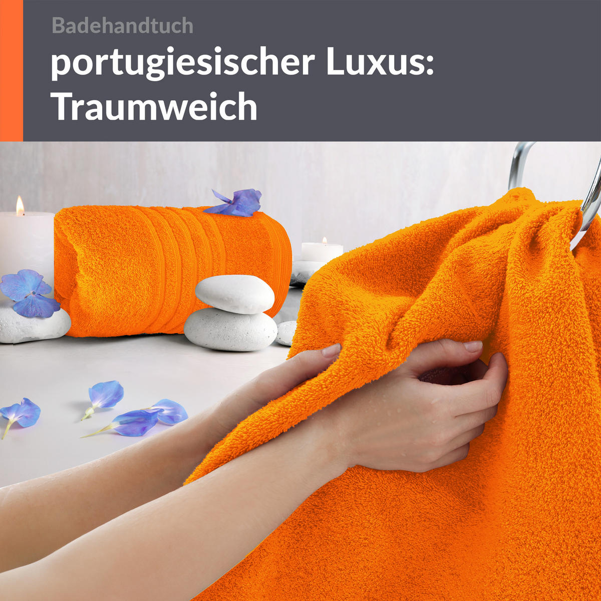 BADETUCH London Clementinen Orange 2er Set 100x150 - Orange, Textil (100/150cm) - Lashuma