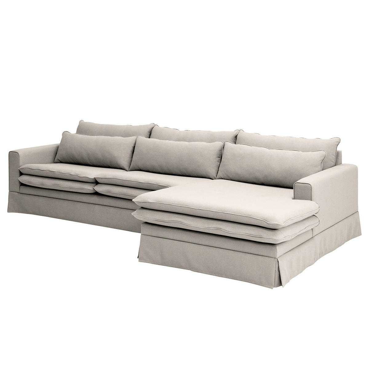 ECKSOFA mit Husse - Longchair, Webstoff - Hellgrau/Schwarz, Kunststoff/Textil (300/175cm) - home24