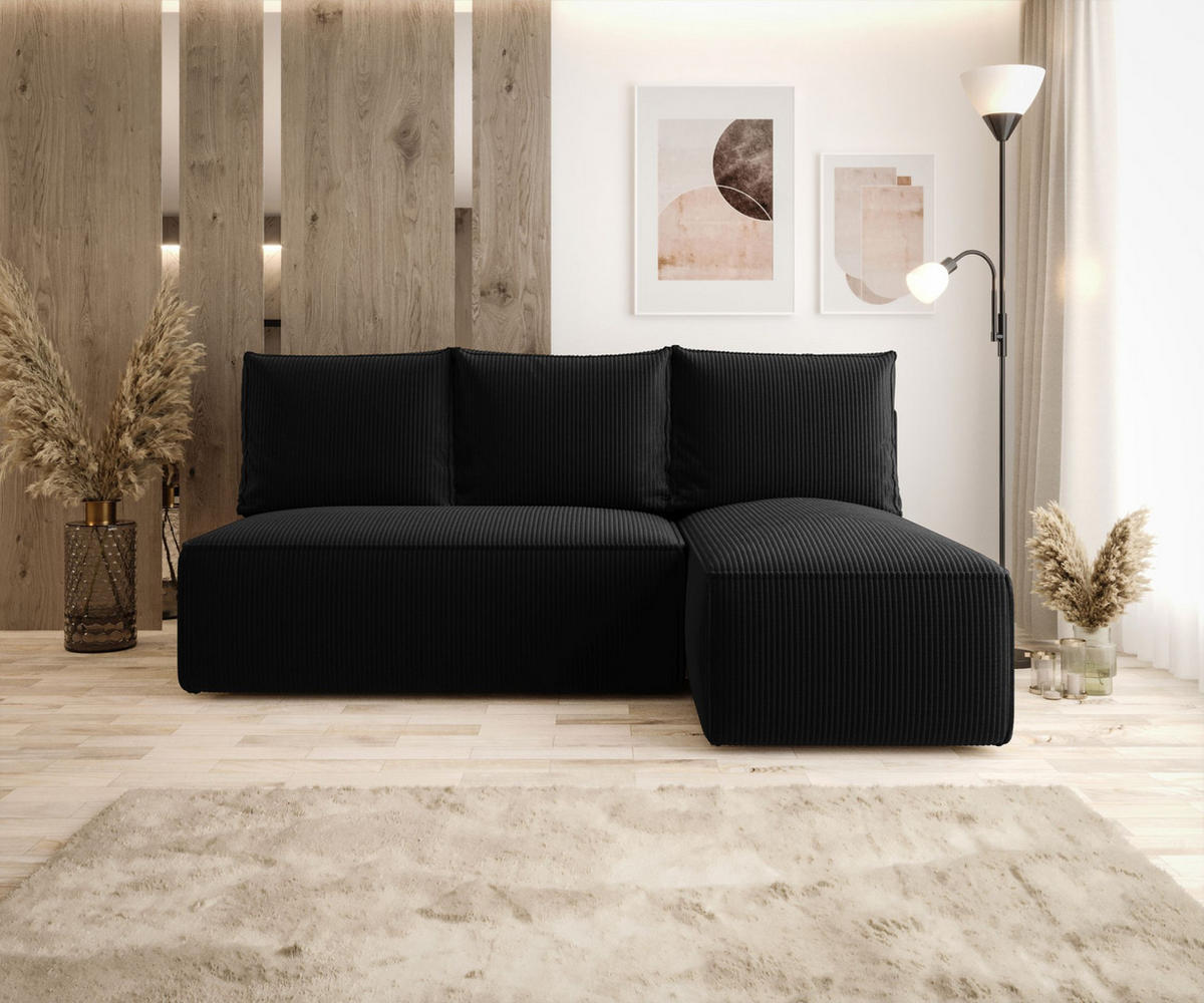 ECKSOFA mit Schlaffunktion SAVIO MINI Poso 135 Rechts - Schwarz, Textil (200/140cm) - Bedante