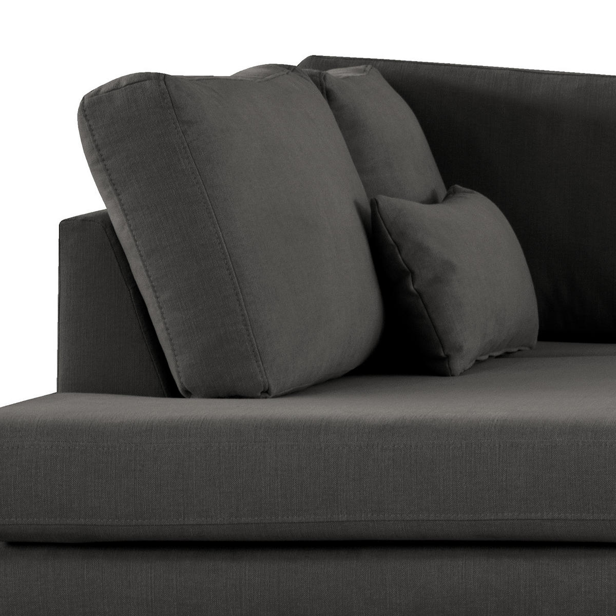 ECKSOFA mit Ottomane - Eichefarben/Anthrazit, Naturmaterialien/Eichenholz (287/219cm) - home24