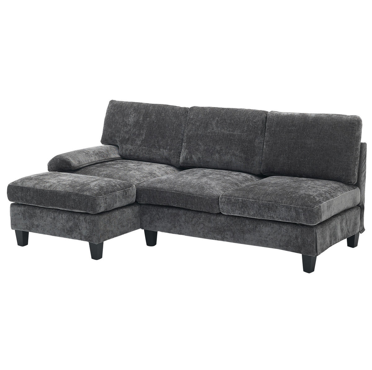 ECKSOFA L-Form, Stoff mit Schlaffunktion, 194/118/81 cm, Grau - Grau, Textil (118/194cm) - Redom
