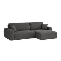 ECKSOFA Mit Schlaffunktion, Ariel XL, Cordstoff, Stoff Poso, Grau, Rechts - Grau, Holz (280/142cm) - Kaiser Möbel