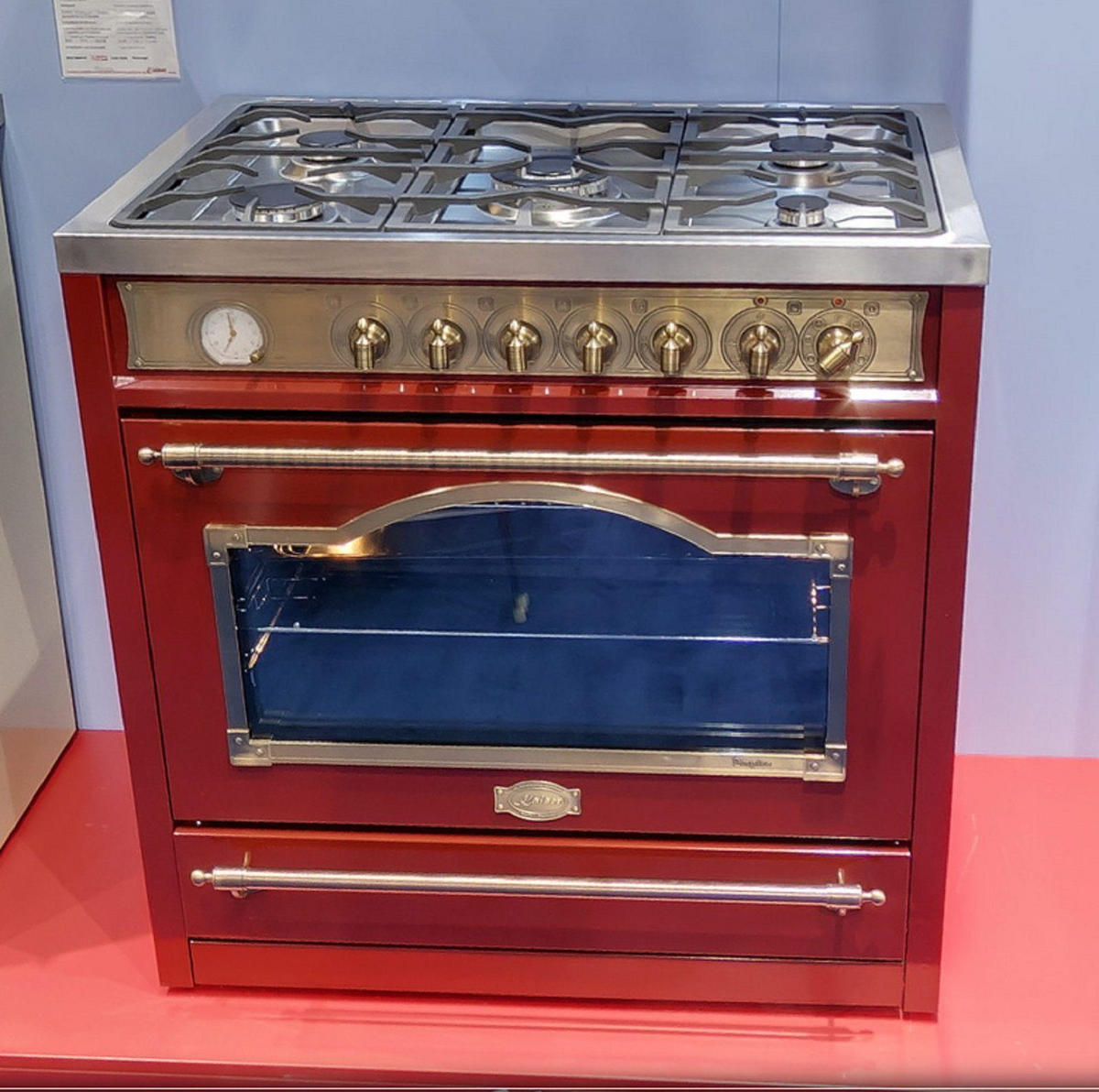 GAS-ELEKTRO-STANDHERD HGE 93555 RotEm Bordeaux 90 cm - Bordeaux, Metall (90/90/60cm) - Kaiser Küchengeräte