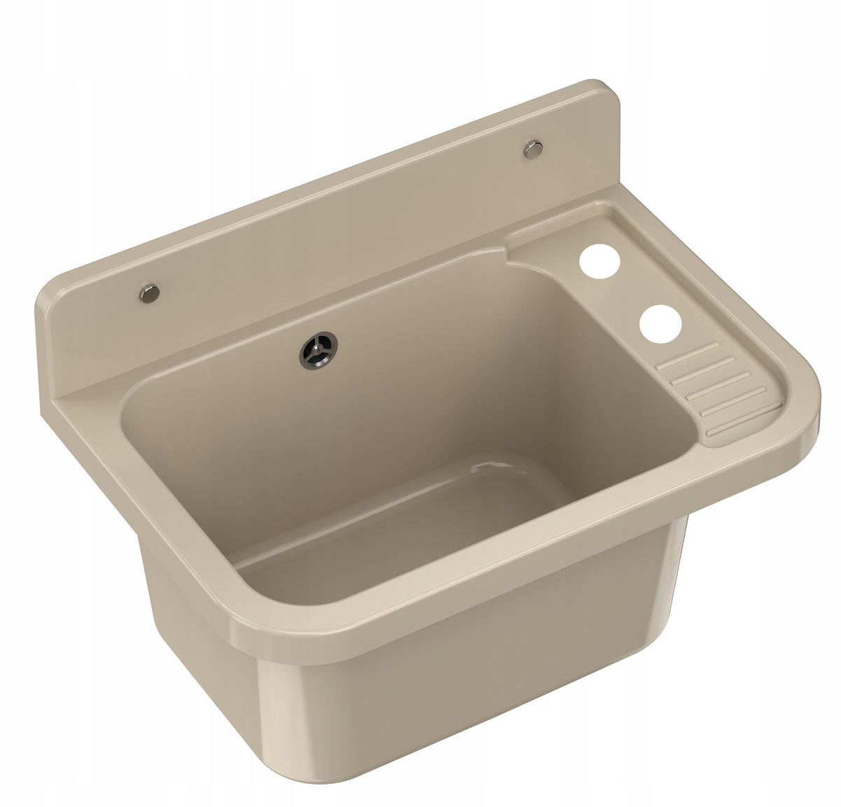 SPÜLBECKEN Paron mit Siphon - Beige, Kunststoff (50/34/31cm) - Granitan