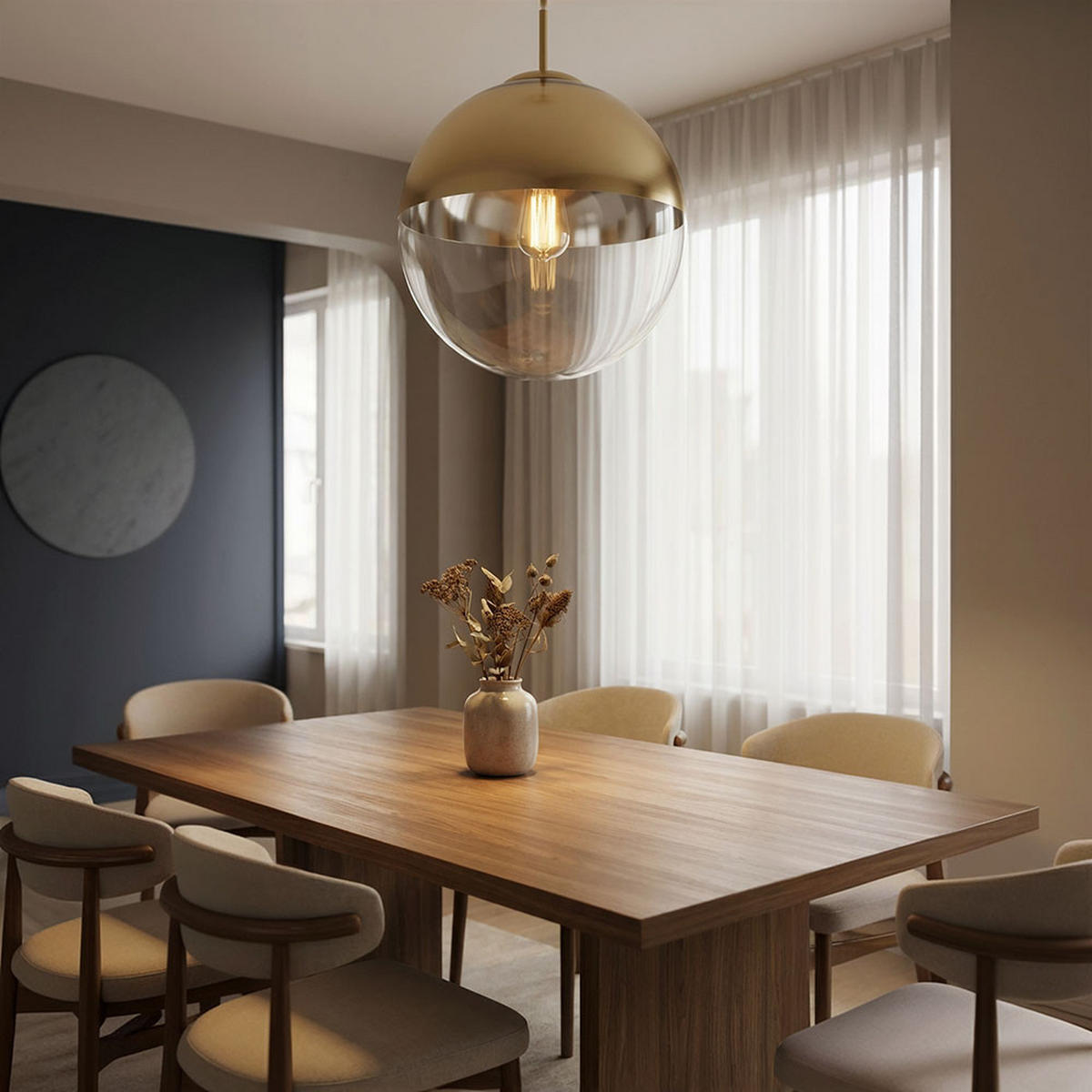 LED HÄNGELEUCHTE VARUS Gold Transparent - Goldfarben, Glas (33/33/120cm) - Globo Lighting