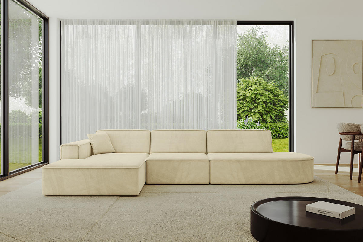 ECKSOFA Ottomane Links IREA-L2-v4 - 318x165x72,5 cm Beige - Beige, Holzwerkstoff/Textil (318/165cm) - ALTDECOR
