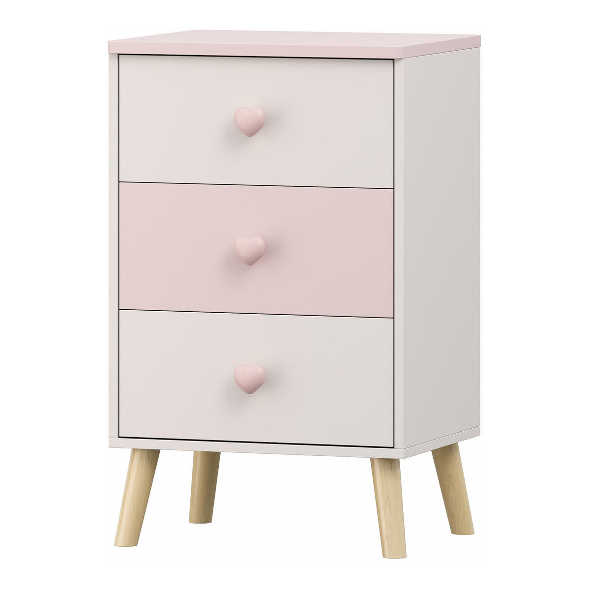 DĚTSKÁ KOMODA Sandnes - bílá/růžová, dřevo/kompozitní dřevo (38/61.5/30cm) - [en.casa]