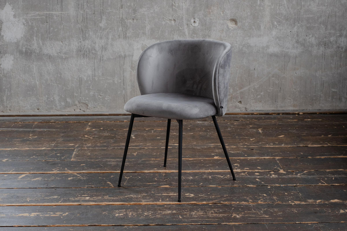 ESSZIMMERSTUHL LENA Grau Velvet - Grau, Textil (54/78/53cm) - KAWOLA