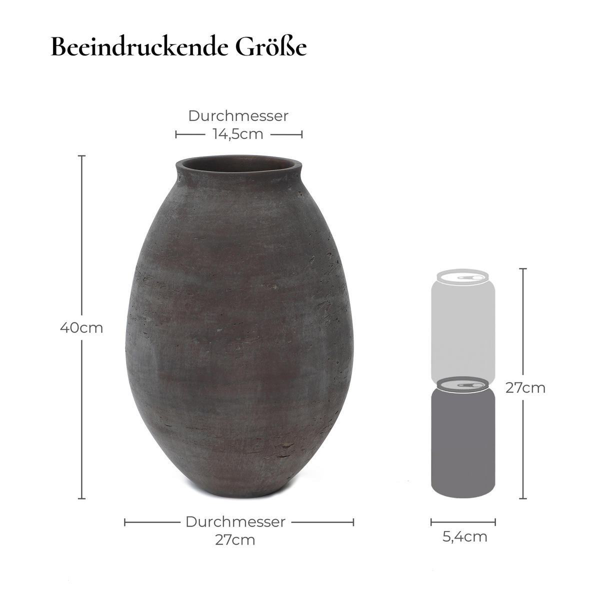 VASE Koro, 40 cm Hoch - Dunkelbraun, Naturmaterialien (40cm) - Hometopia