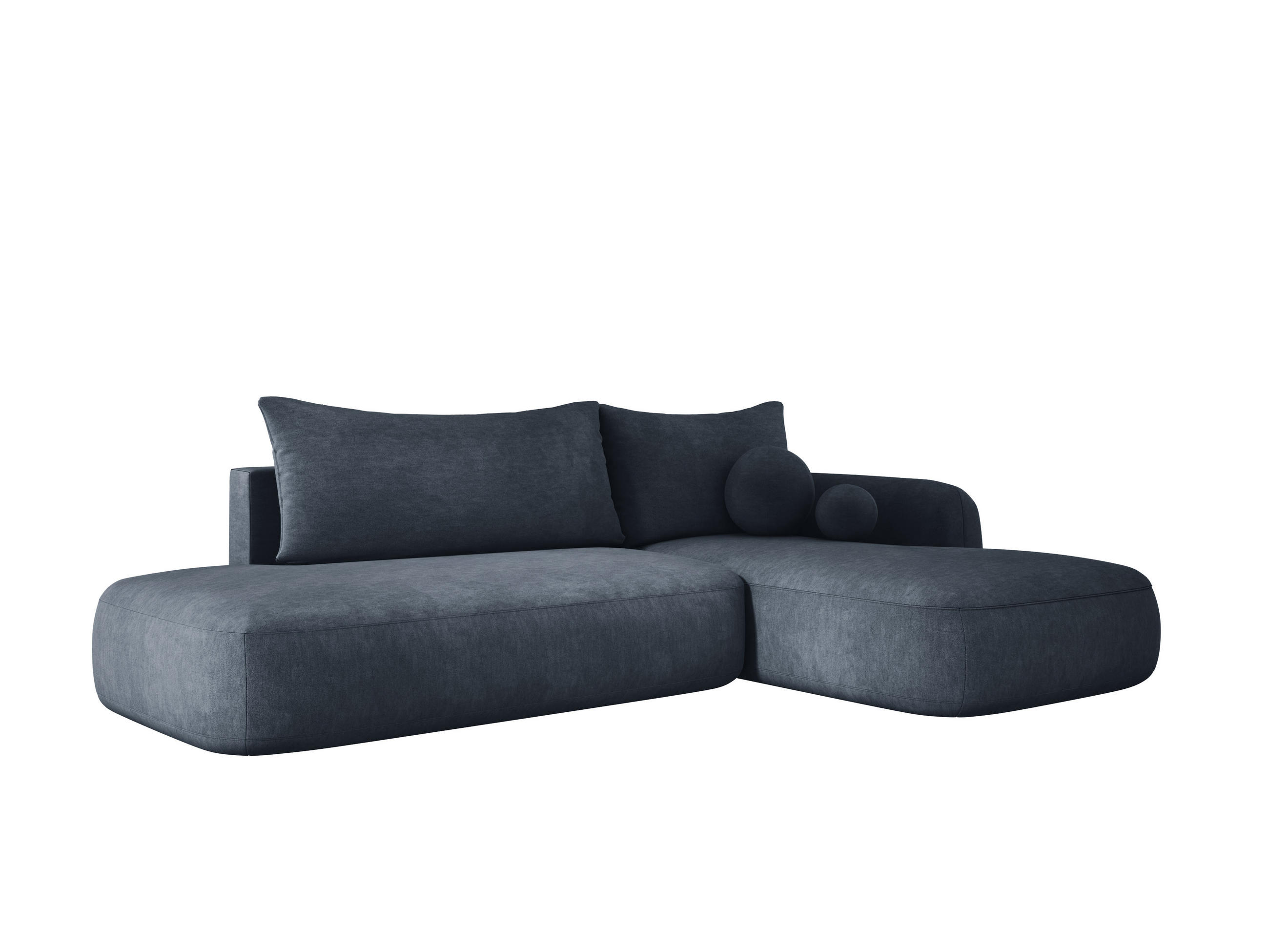 ECKSOFA BABU mit Bettfunktion – Moderne Polsterecke für Wohnzimmer, Funktionales Schlafsofa im Stoff CLOUD, 300x105x60 cm, Rechte, – Graphit - Schieferfarben, Holz/Textil (300/190cm) - DomoHome