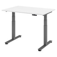 SCHREIBTISCH elektrisch XDSM 80/120/72 cm in Weiß/Graphitfarben - Graphitfarben/Weiß, Holzwerkstoff (80/120/72cm) - bümö