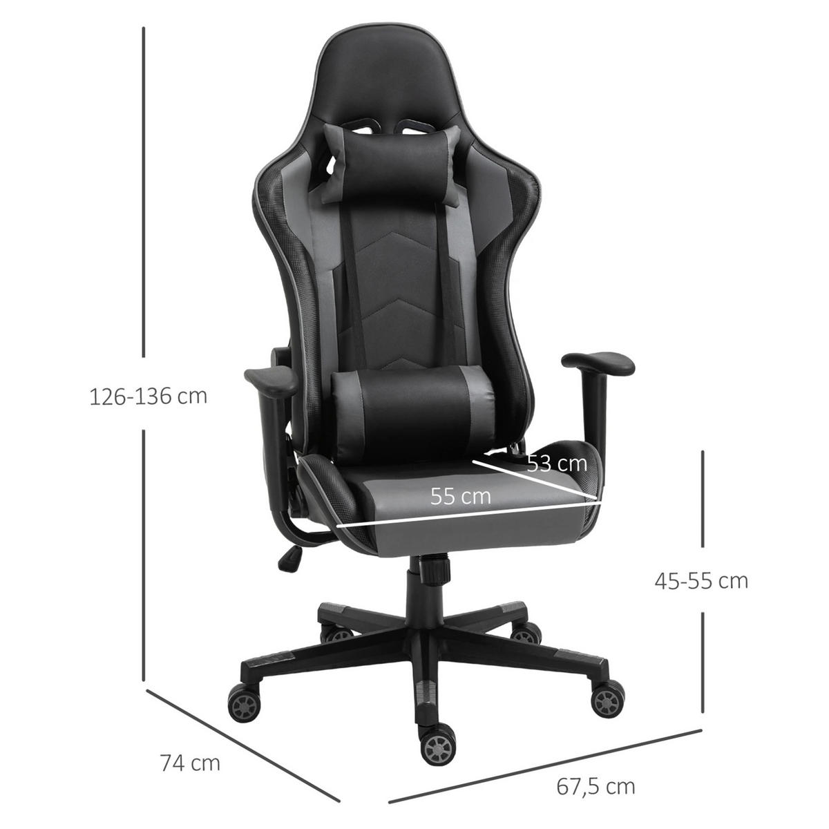 DREHSTUHL 67,5/74/126-136 cm, ergonomisch gepolstert, Bonded-Leder, bis 160° neigbar, schwarz - Schwarz, Kunststoff (74/136/67.5cm) - Redom