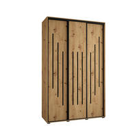 SCHWEBETÜRENSCHRANK 235,2/160/60 3-türig - Schwarz/Eiche Artisan, Holz/Metall (160/235/60cm) - Abiks Möbel