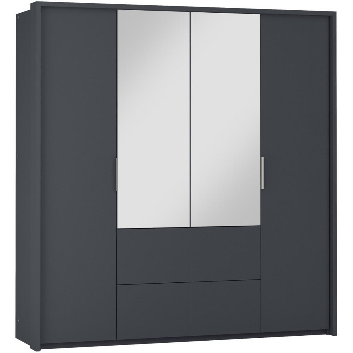DREHTÜRENSCHRANK Vivaro mit 2 Türen und 4 Schubladen, 208 cm, Graphit - Graphitfarben, Holzwerkstoff (208/215/65cm) - Beautysofa