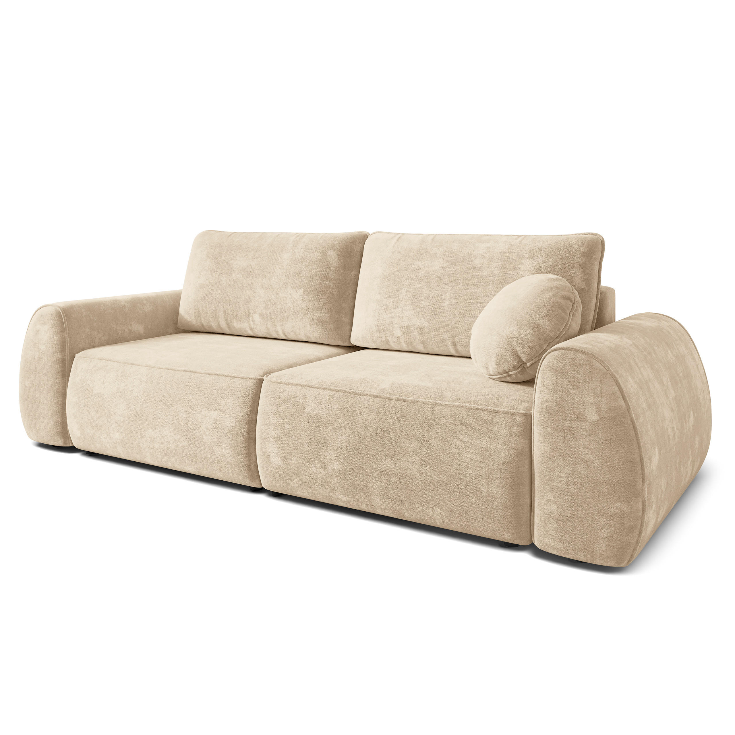 BETTSOFA ZEFEO Creme Chenille-Stoff mit Schlaffunktion - Creme, Textil (264/96/106cm) - MASSENO