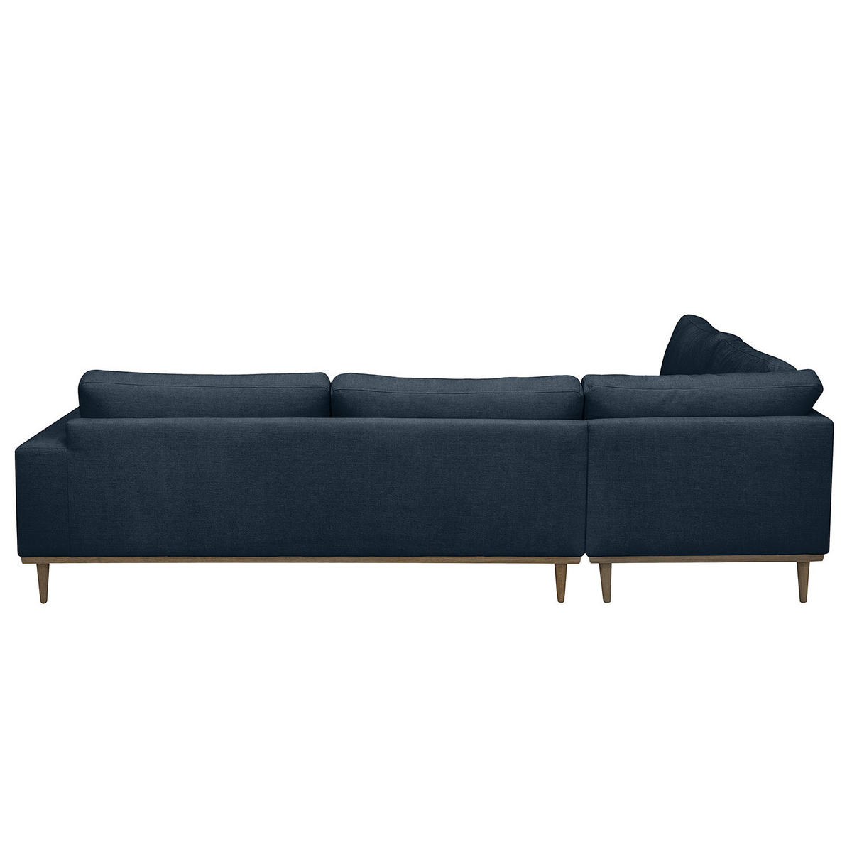 ECKSOFA mit Ottomane - Eichefarben/Dunkelblau, Eichenholz/Textil (287/219cm) - home24