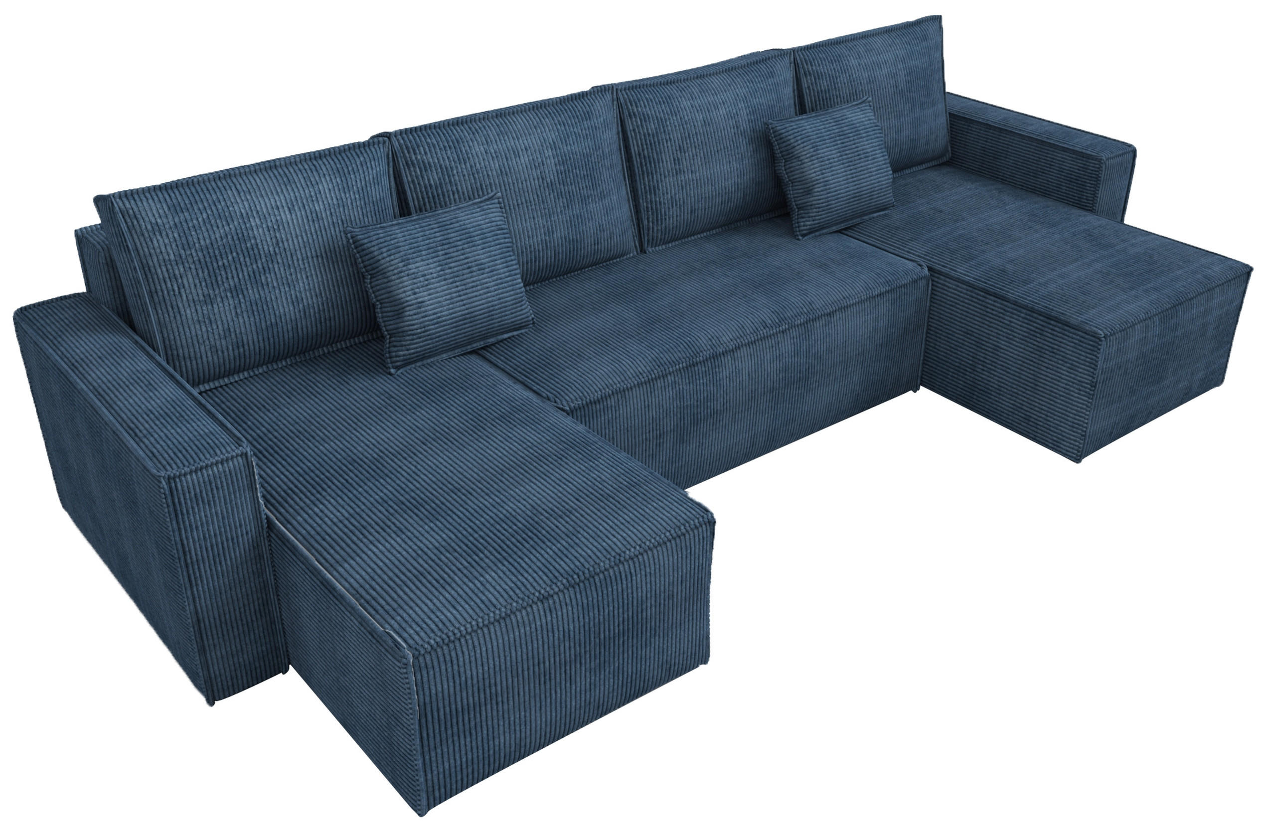 WOHNLANDSCHAFT Dexter U mit Schlaffunktion Blau Cord - Blau, Textil (310/80/141cm) - Bromarkt