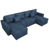 WOHNLANDSCHAFT Dexter U mit Schlaffunktion Blau Cord - Blau, Textil (310/80/141cm) - Bromarkt