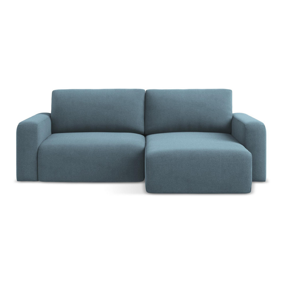 ECKSOFA mit Schlaffunktion rechts Strukturstoff Stoff Blau - Blau/Schwarz, Kunststoff/Textil (244/149cm) - LaMiaSofa