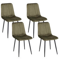 ÉTKEZŐSZÉK 4 darabos Szett Bársony Olívazöld Kalispell - fekete/zöld, textil (45/88/62cm) - Beliani