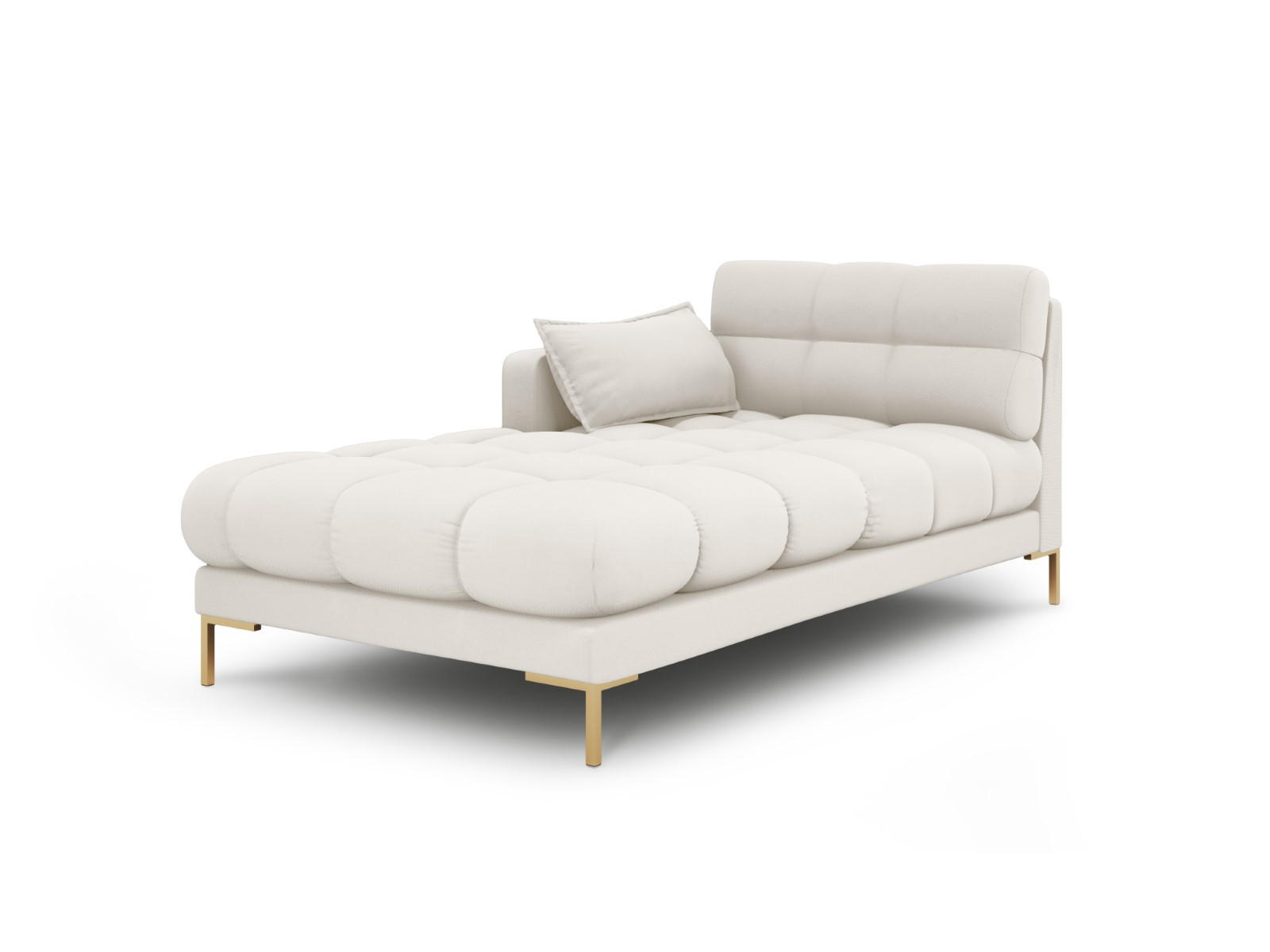 CHAISELONGUE links Mamaia aus strukturiertem Stoff leichtes beige - Creme, Textil (102/75/185cm) - Micadoni