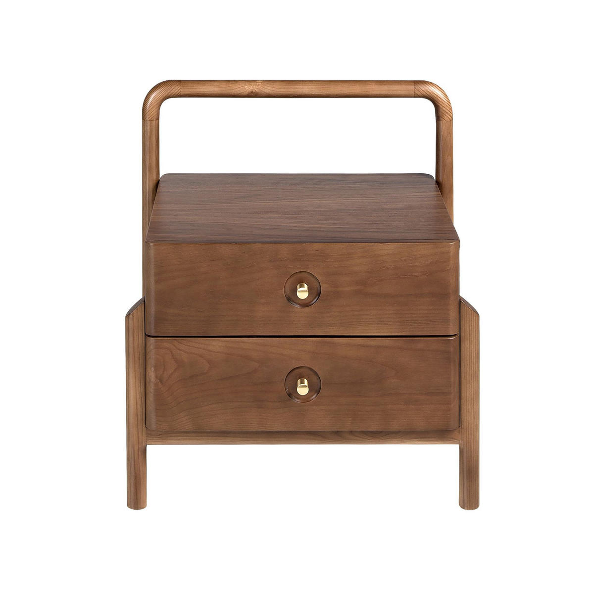 NACHTSCHRANK Nussbaum 56/44/60 cm - Nussbaumfarben/Goldfarben, Holz/Holzwerkstoff (56/60/44cm) - ANGEL CERDA
