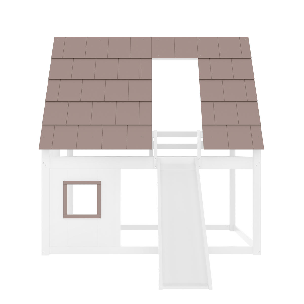 ETAGENBETT 140/200 cm weiß und braun aus Kiefer mit Rutsche und Leiter - Braun, Holzwerkstoff (140/200cm) - OKWISH