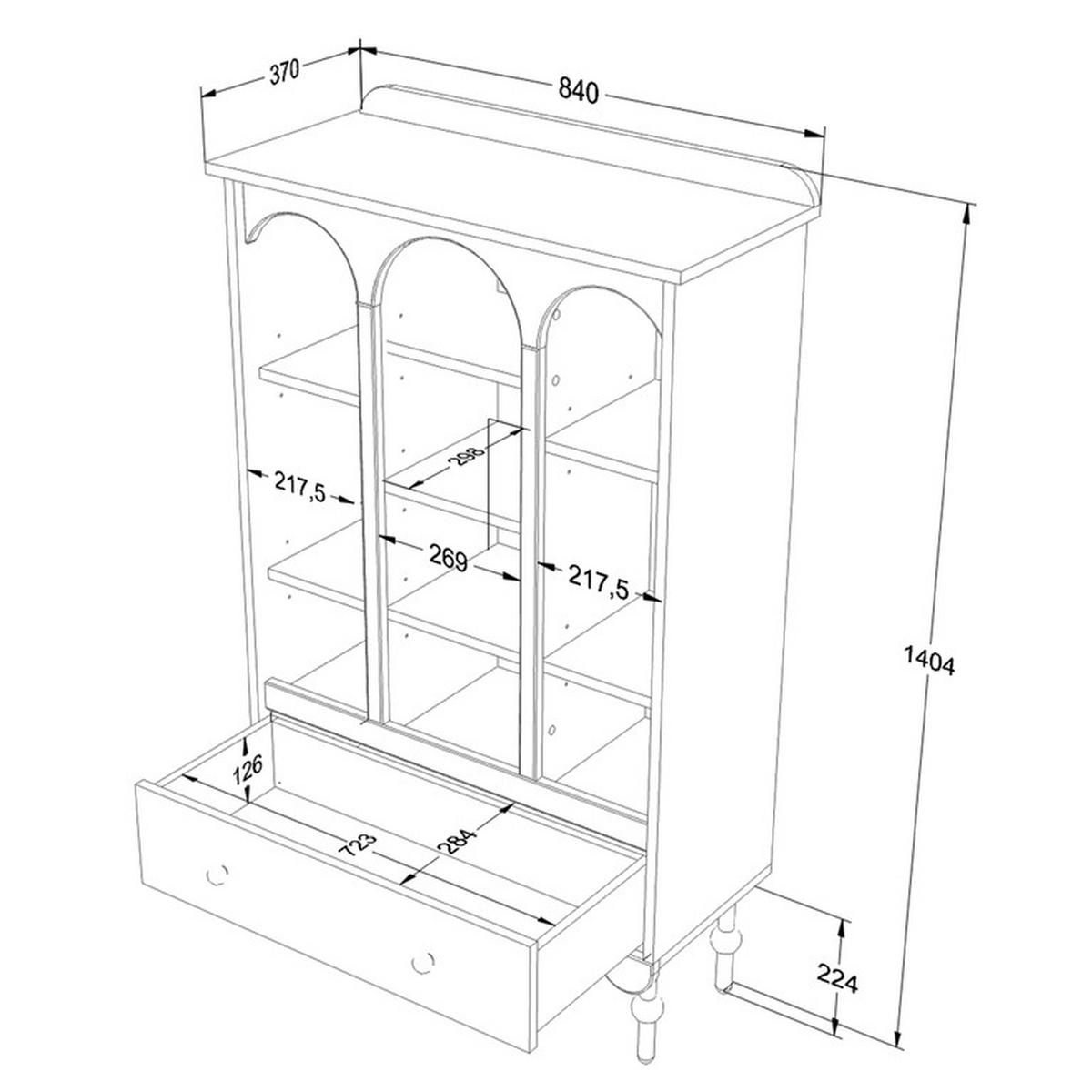 KNIHOVNA Babushka Rose - růžová, kompozitní dřevo (84/140/35cm) - Petits-meubles