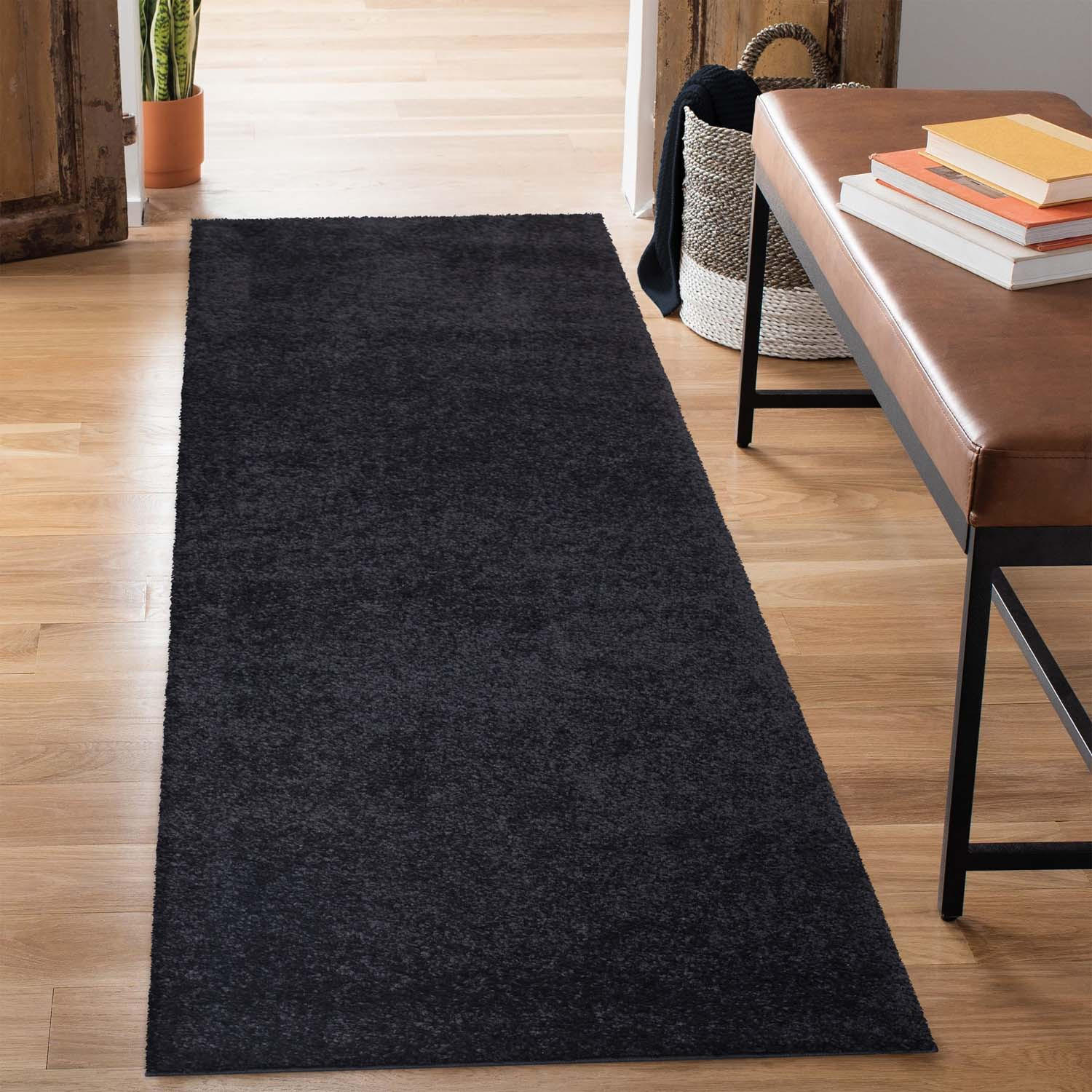 HOCHFLOR-TEPPICH City Shaggy 500 Schwarz 80x300 cm - Schwarz, Textil (80/300cm) - carpet city