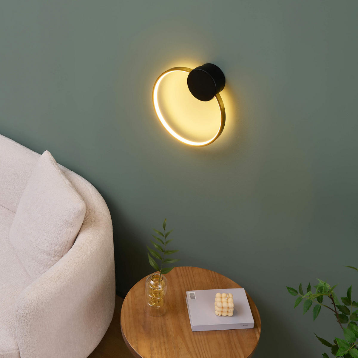 WANDLEUCHTE Alisa, Messing und Schwarz, 34cm - Schwarz, Metall (30/30/34cm) - KOSILUM