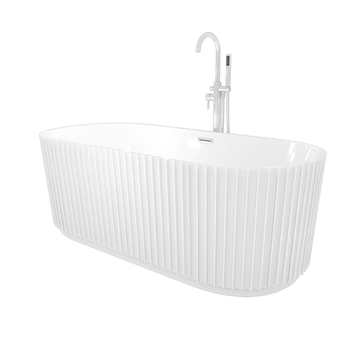 FREISTEHENDE Badewanne Wanne F08 170x80cm mit Armatur AF02 - Weiß, Glas/Kunststoff (80/58/170cm) - AcquaVapore by Sandra Jentho