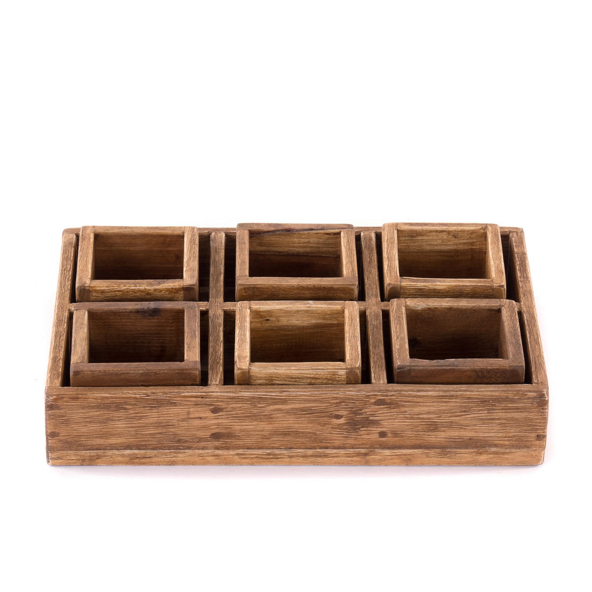KISTEN-SET Cubo II 7-tlg. Massivholz - Naturfarben, Holz (24cm) - DESIGN DELIGHTS