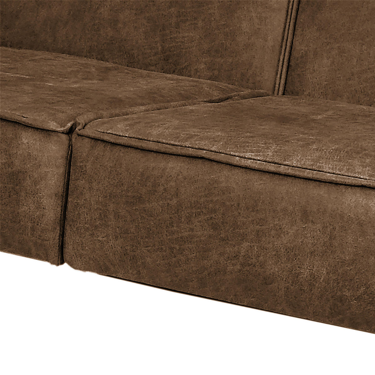 2-SITZER SOFA - Antiklederlook - Schlammfarben, Textil/Metall (125/74/82cm) - home24