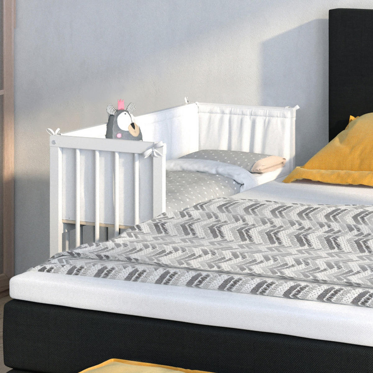 BEISTELLBETT Sophie Weiß 94 x 90 cm 1 Seitenschiene - Weiß, Holz (94/96/90cm) - VitaliSpa