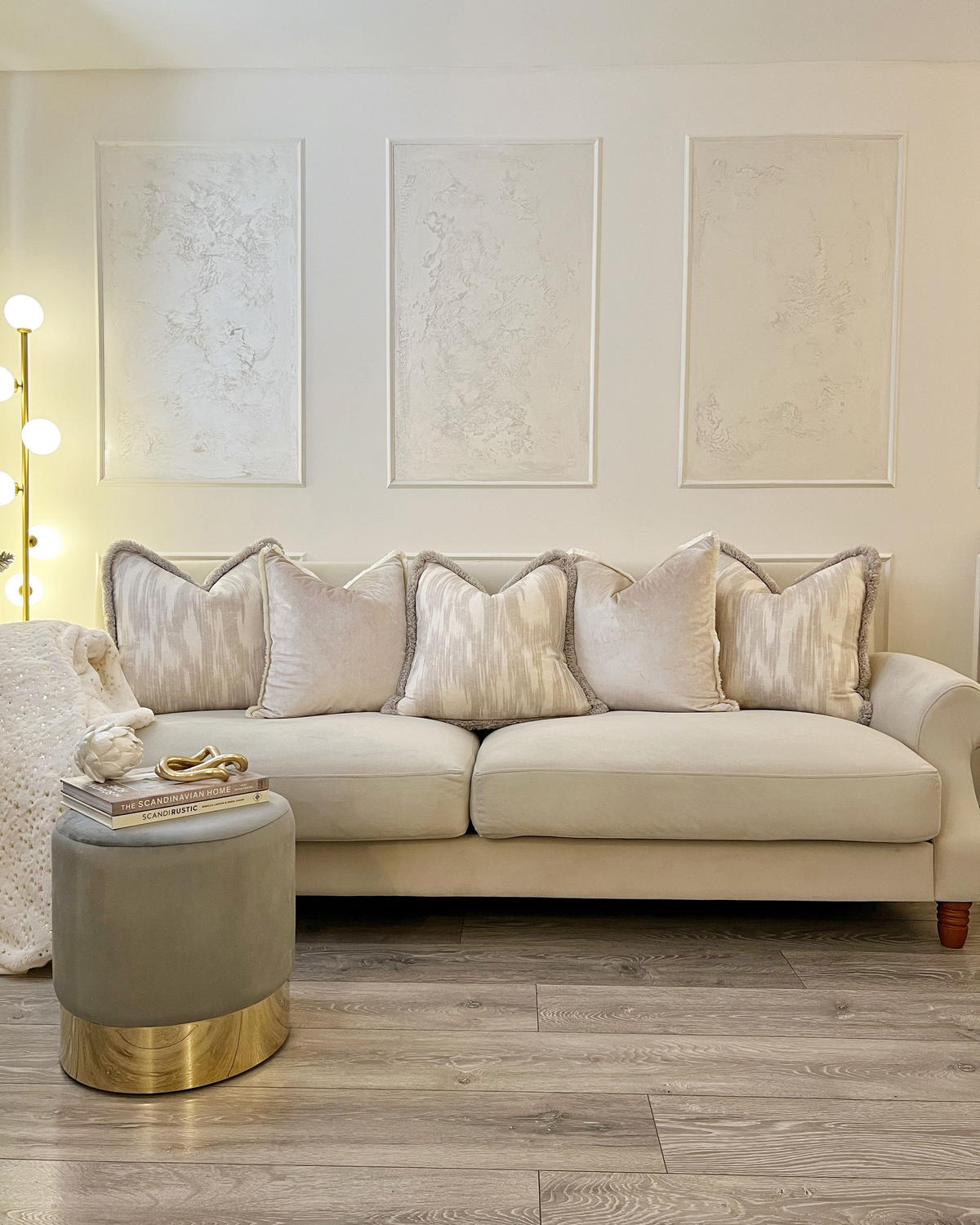 POUF Sophia 39/39/40 cm - Grau, Textil (39/40/39cm) - Beliani