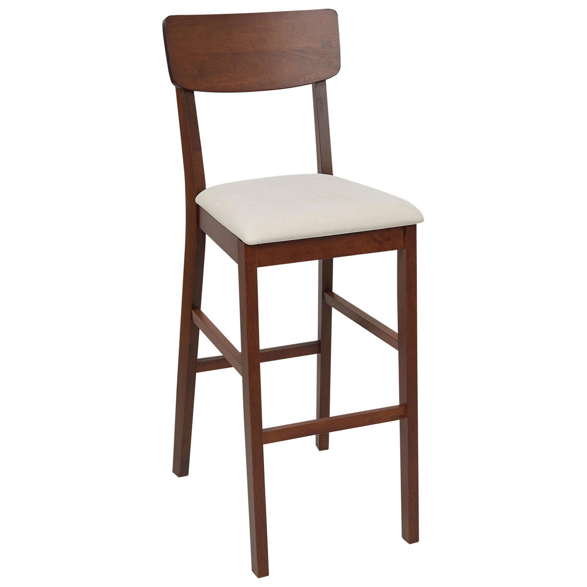 BARSTUHL 2er-Set Dunkelbraun/Beige Ambler - Beige, Holz (44/113/53cm) - Beliani