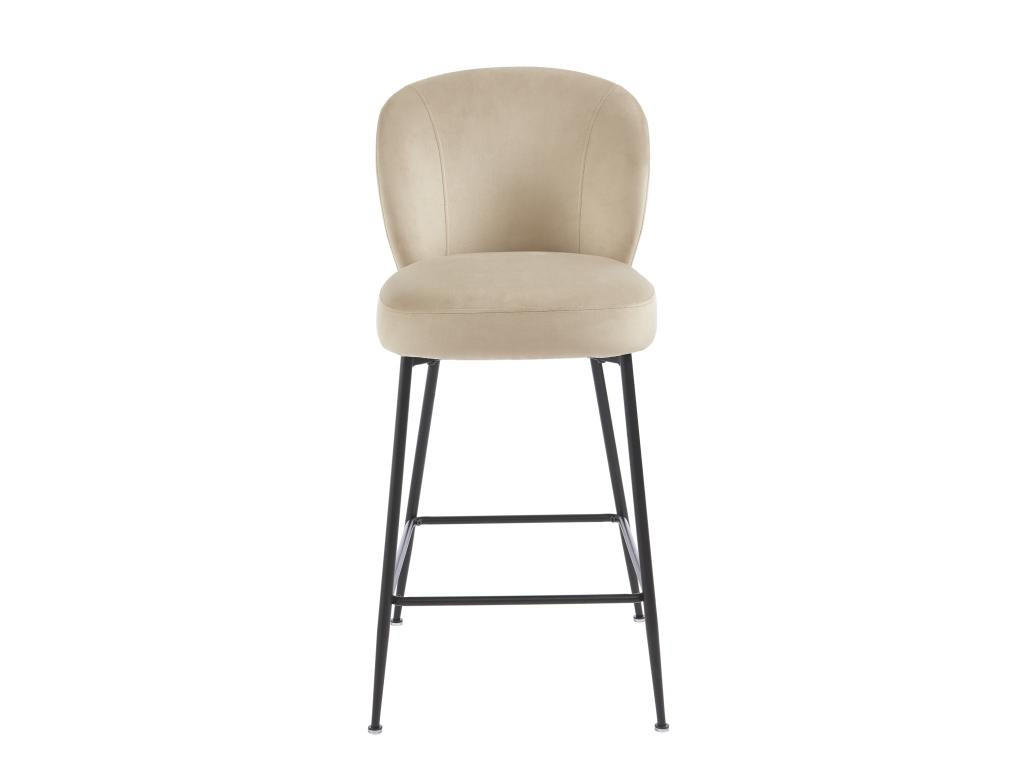 BARHOCKER 2er-Set - Samt & Schwarzes Metall - Beige - POLPONA - Beige, Textil (56/96.5/44cm) - Pascal Morabito