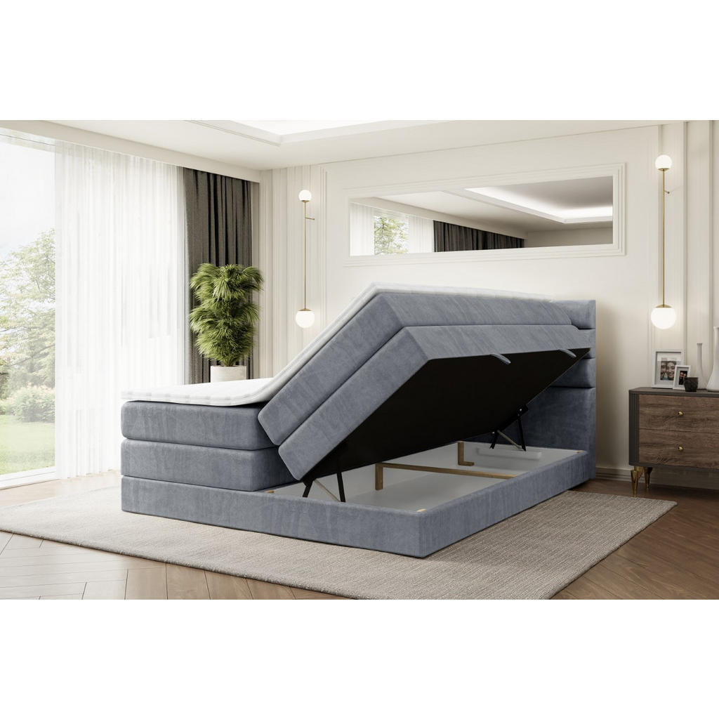 Thumbnail - Altdecor Boxspringbett, Grau, Holzwerkstoff, Höhe ca. 20 cm, 120x200 cm, Schlafzimmer, Betten, Boxspringbetten