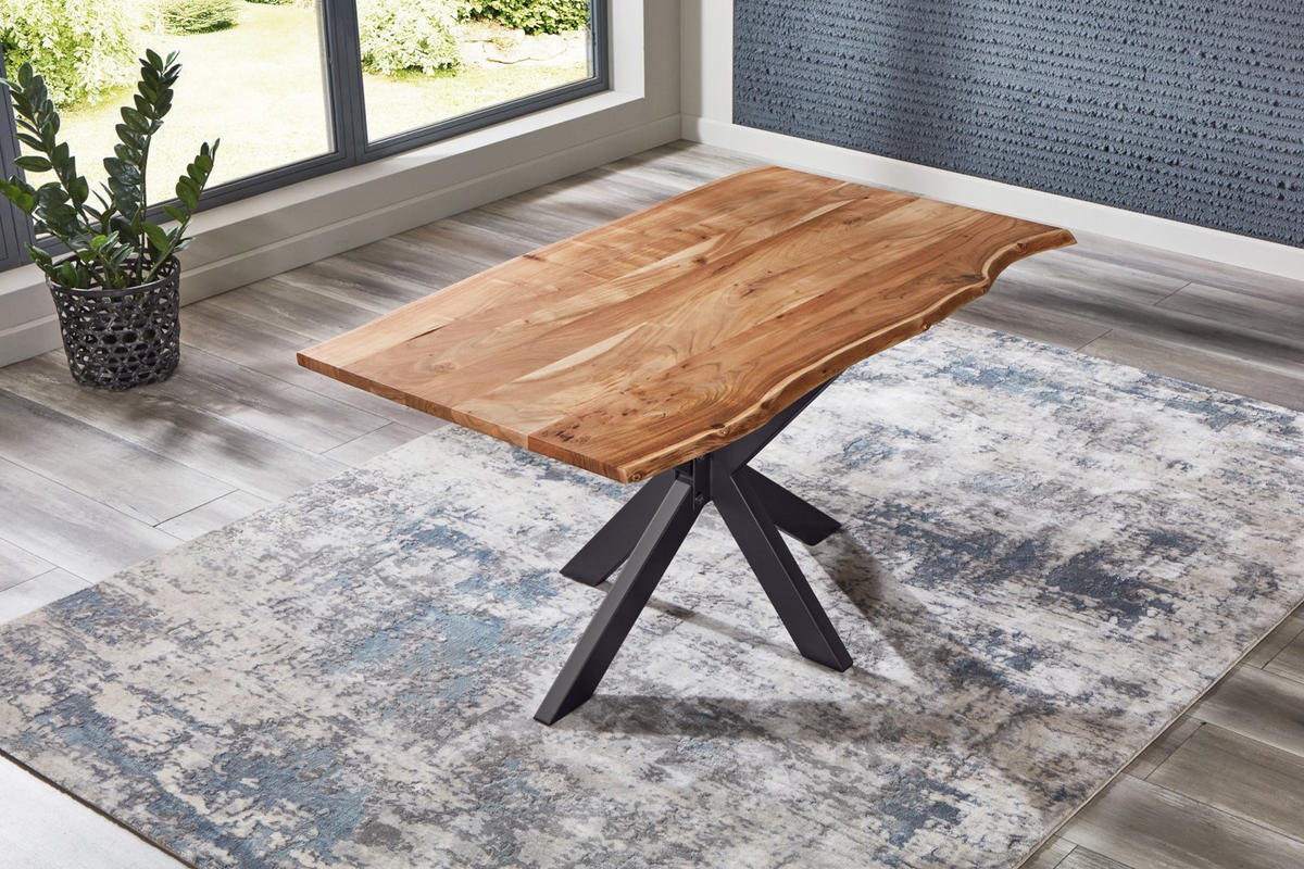 ESSTISCH BENNI - Beige/Schwarz, Holz/Metall (85/160/77cm) - SAM